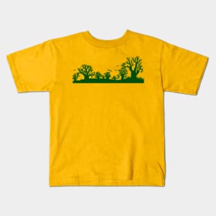 Baobab Trees Silhouette Green Kids T-Shirt